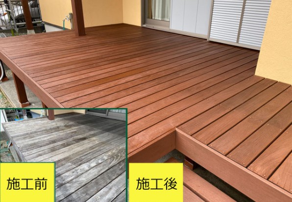 ウッドデッキのビフォアフ